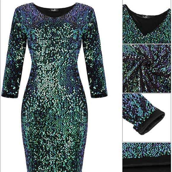 YOMOKO Dresses & Skirts - NWT Mermaid 隆‍♀️ Green sequence dress Size XL
